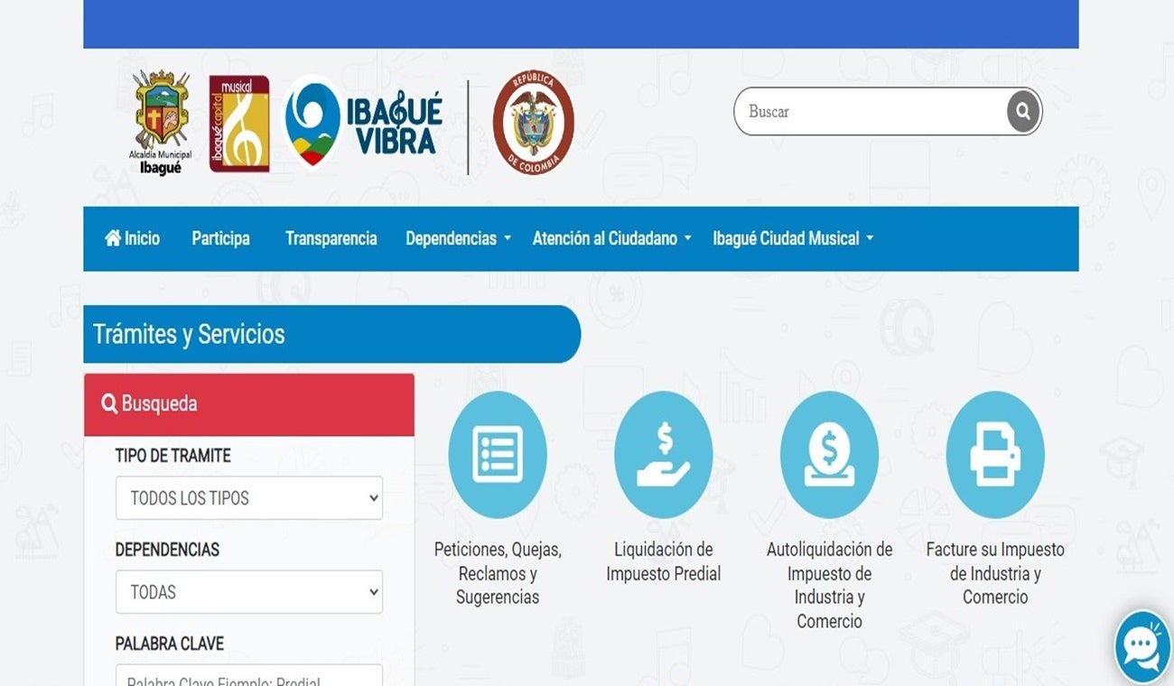 Plataforma Alcaldía de Ibagué, Trámites y servicios