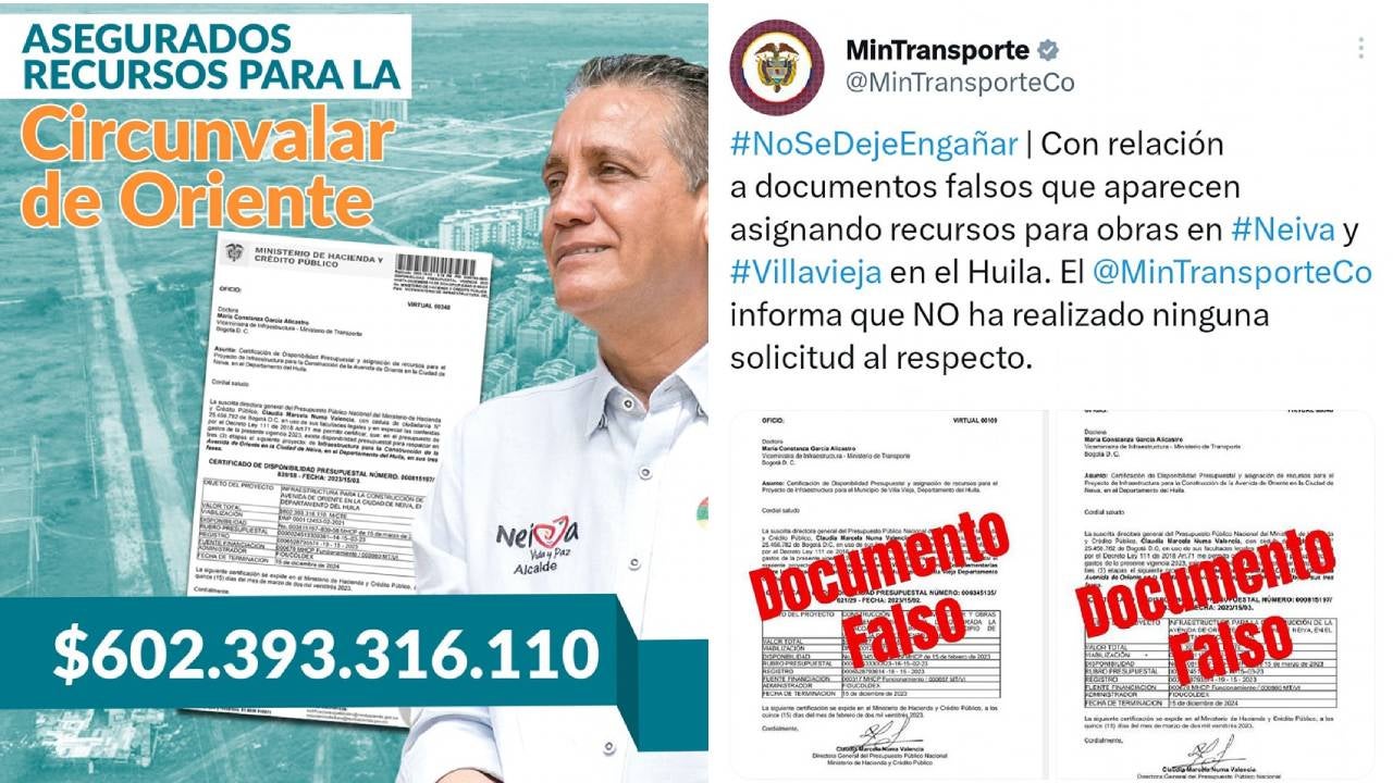 Certificado de MinHacienda falso en Neiva