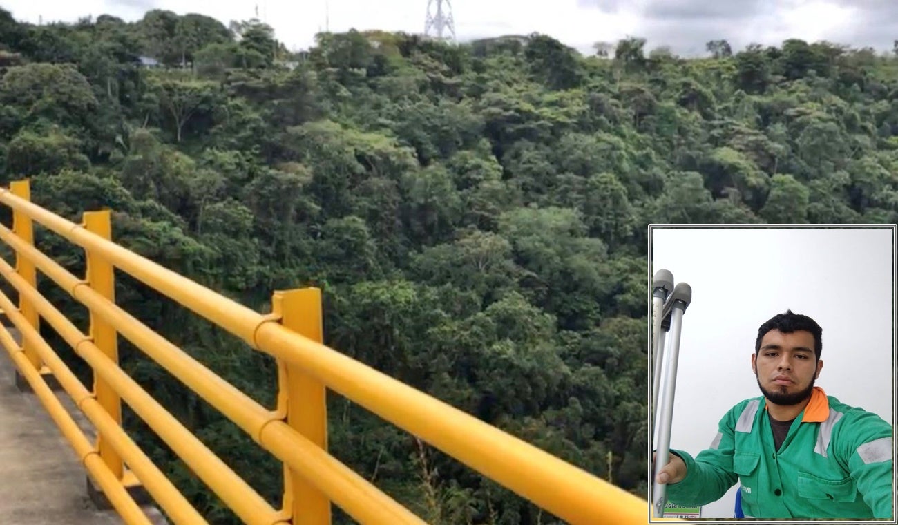 Operario de Interaseo en el puente de La Variante