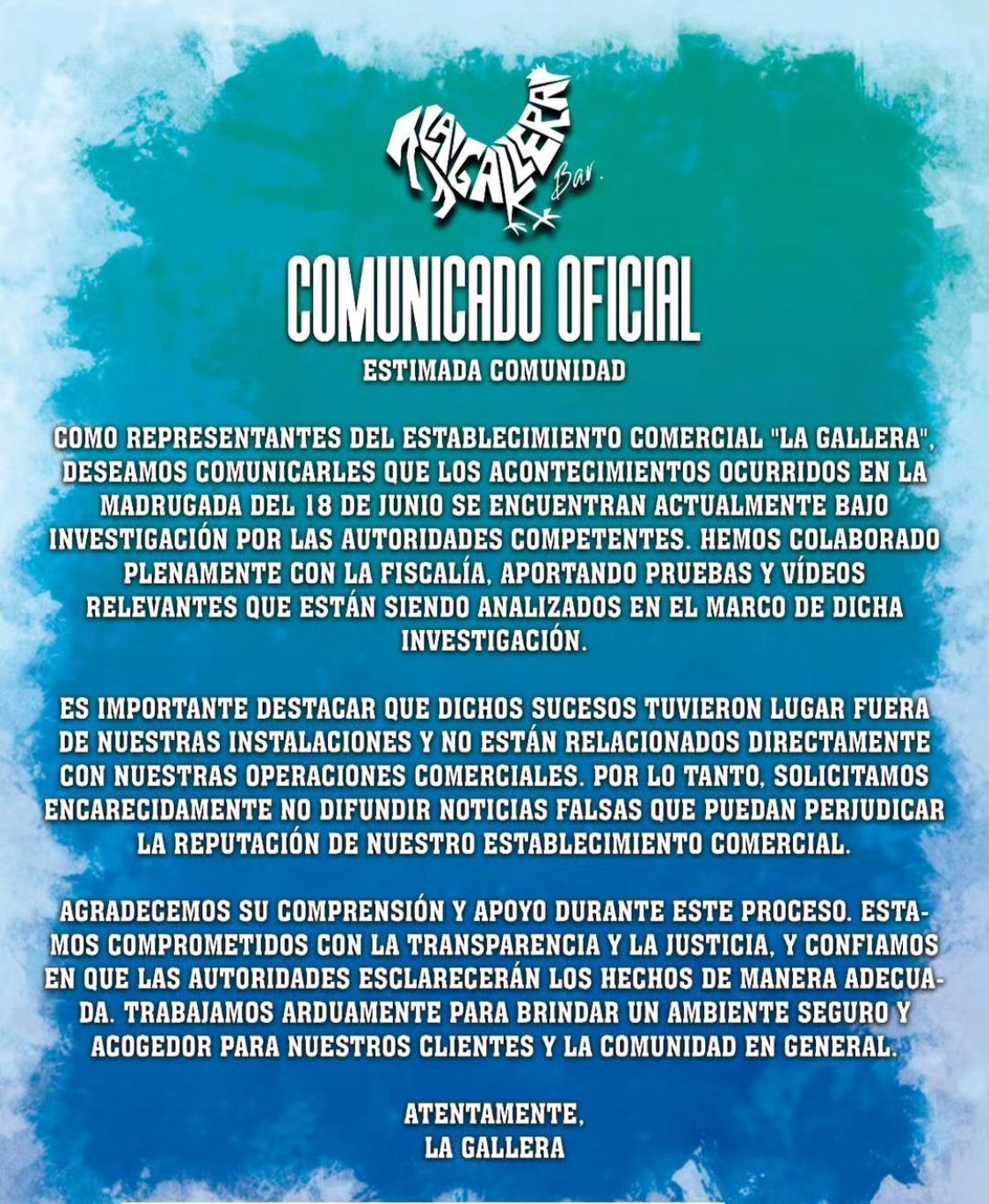 Comunicado Oficial La Gallera