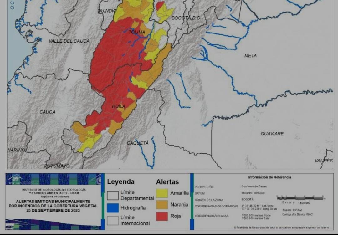 Alerta Roja en el Huila, Por incendios forestales.