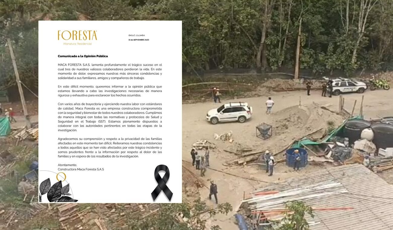 Constructora del proyecto Foresta lamentó fatídico accidente, anunció investigaciones y emitió un comunicado