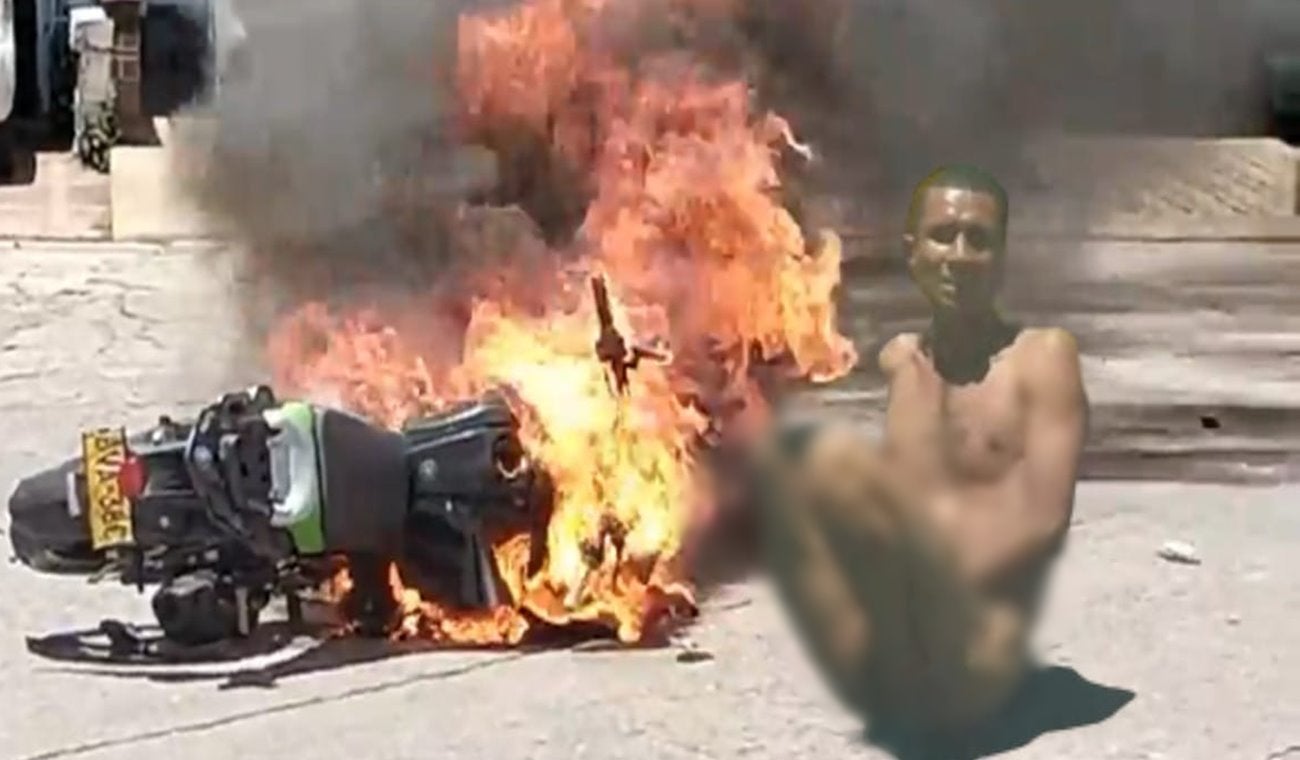 ¡Le rayaron la nalga! Paloterapia y quema de motocicleta a ladrones en Interlaken