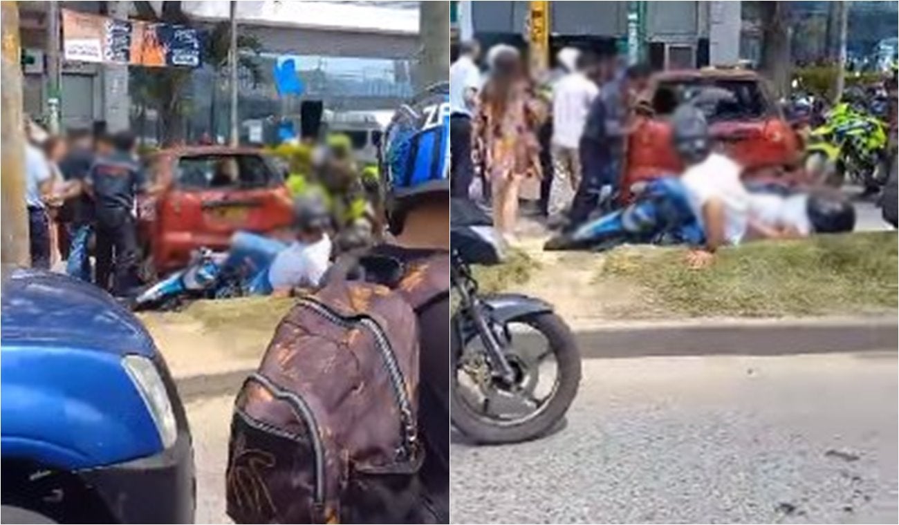 Tres heridos dejó la colisión de un particular contra una motocicleta frente a Sanitas