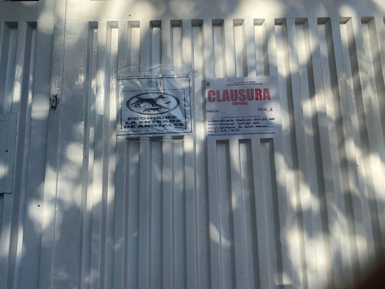 Clausuran local improvisado para prepara alimentos a reclusos de la cárcel de Rivera en el Huila ante problemas de salubridad