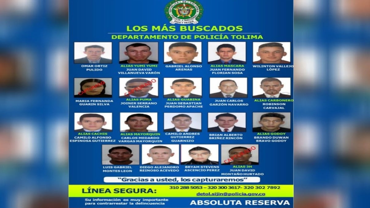 Se conoció el cartel de los más buscados por la policía en el Tolima