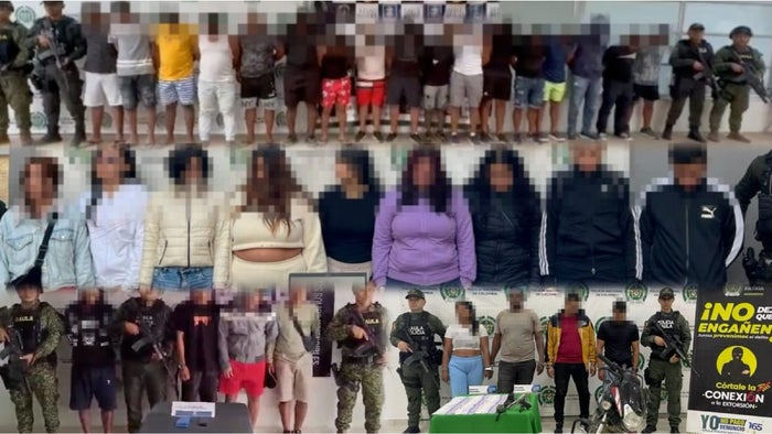 Capturados por extorsión y otros delitos Colombia Agosto 2024