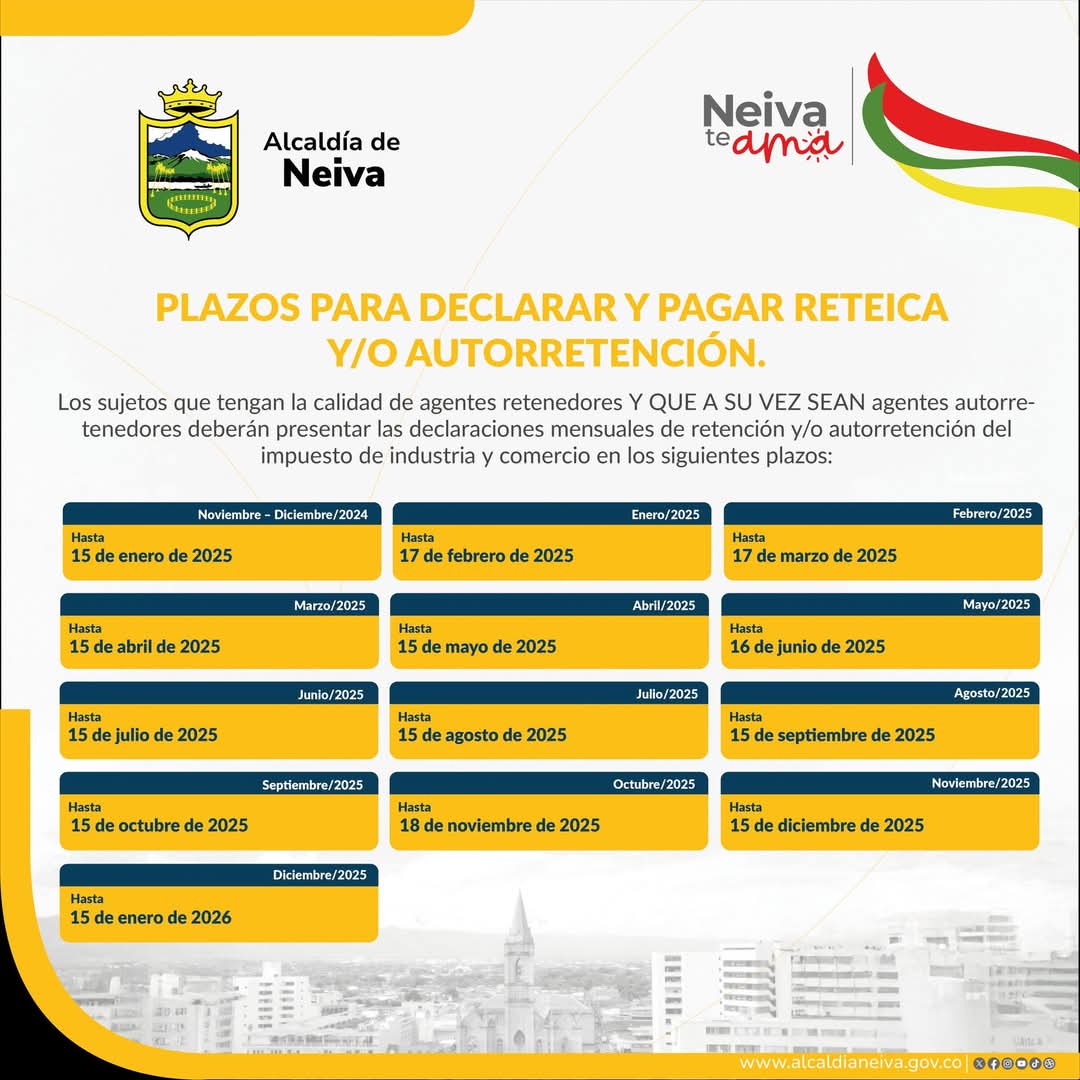 Calendario Tributario Neiva 2025