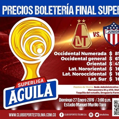 Listos los precios de boletería para Tolima vs Junior en Ibagué