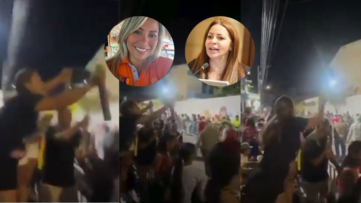 Capturas del video que la congresista adjunta como evidencia del presunto acto de violencia de la que fue víctima.