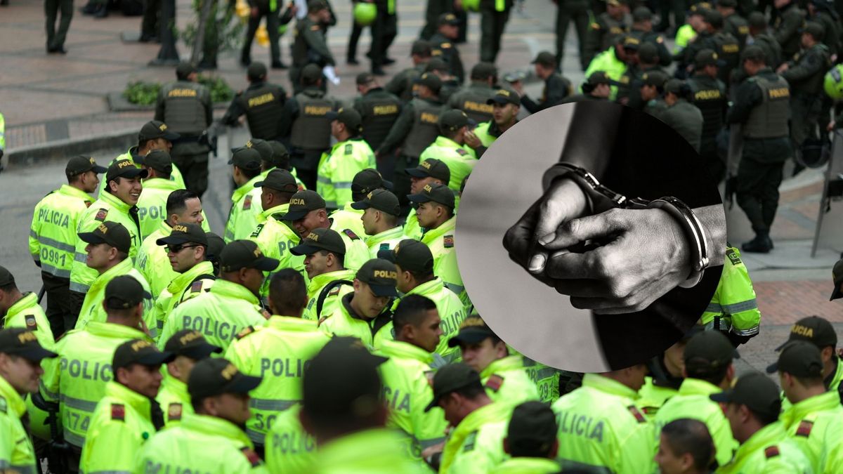 Policías en Colombia realizando una captura