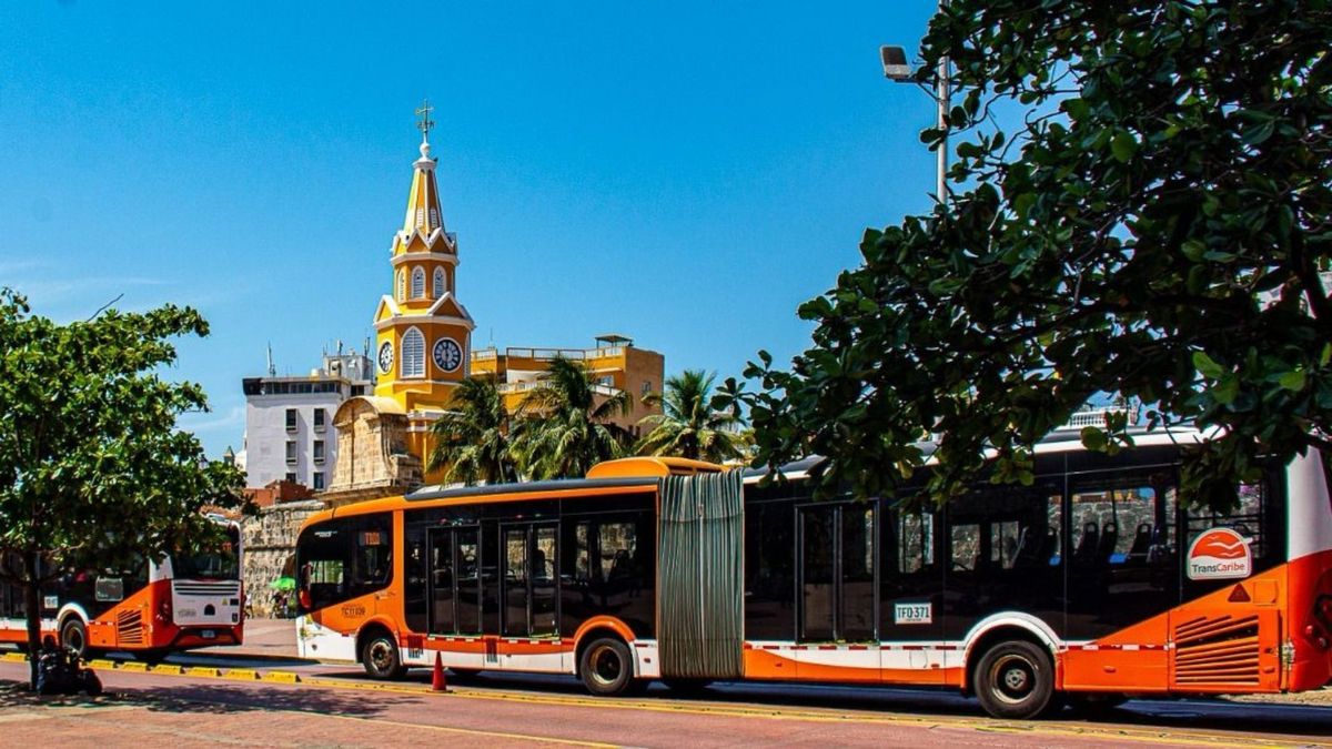 Transcaribe en el Centro Histórico de Cartagena.