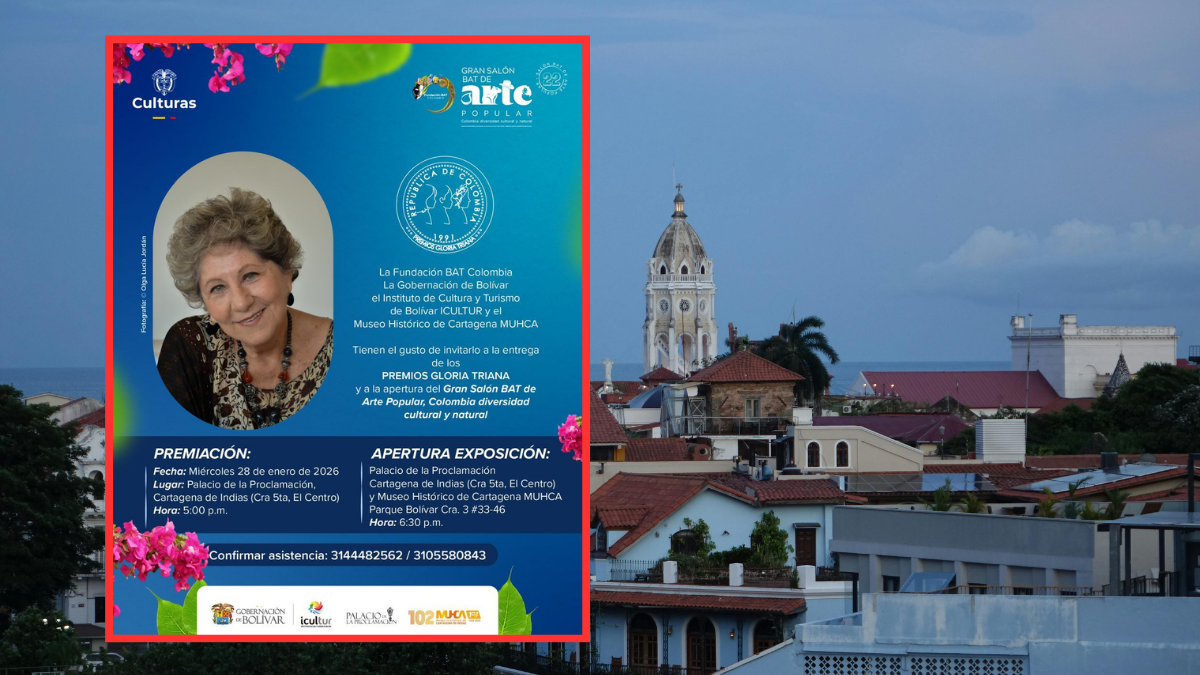 Poster de los Premios Gloria Triana y Cartagena de fondo
