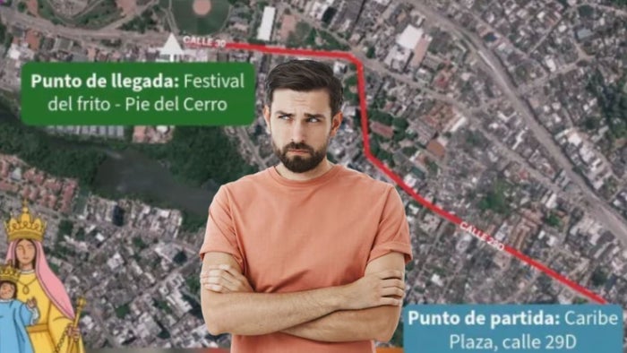 Mapa de cierres viales en Cartagena por fiestas de la Candelaria - hombre molesto
