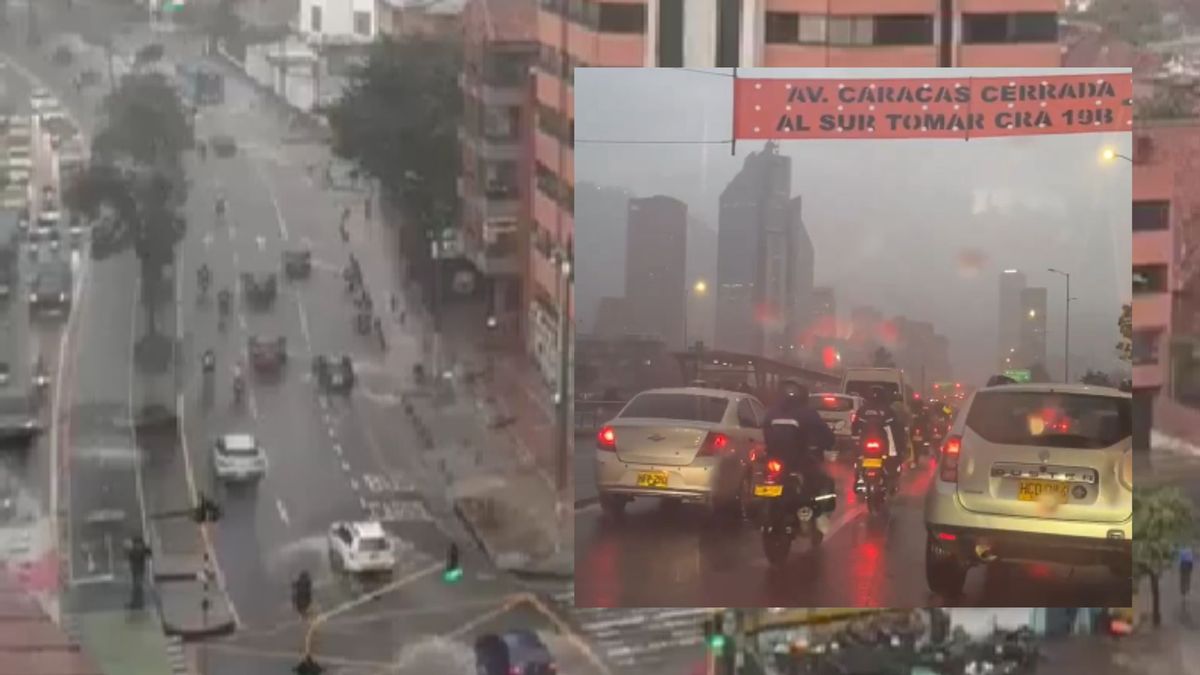 Vías hechas río en Bogotá lluvias colapsan y frenan el tráfico