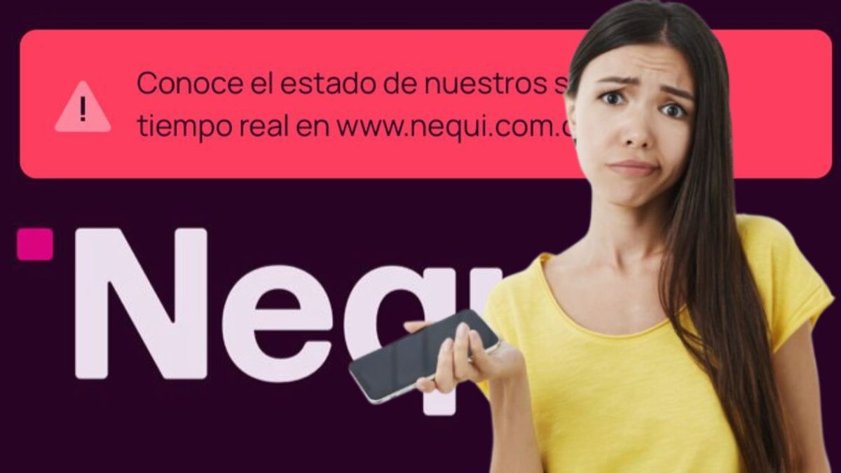 Aplicación de Nequi (fondo)/ mujer preocupada