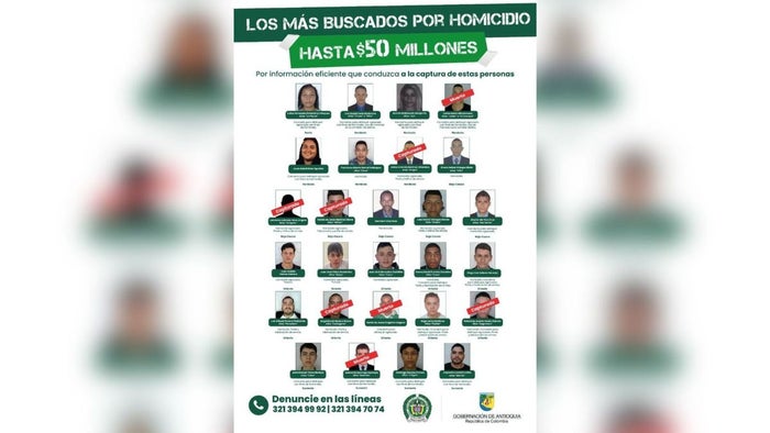 Lista de los más buscados de Antioquia