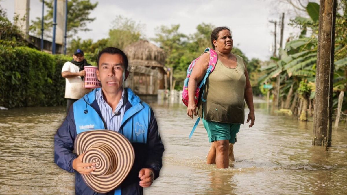 Gobernador Jorge Rey y afectados por lluvias en Córdoba