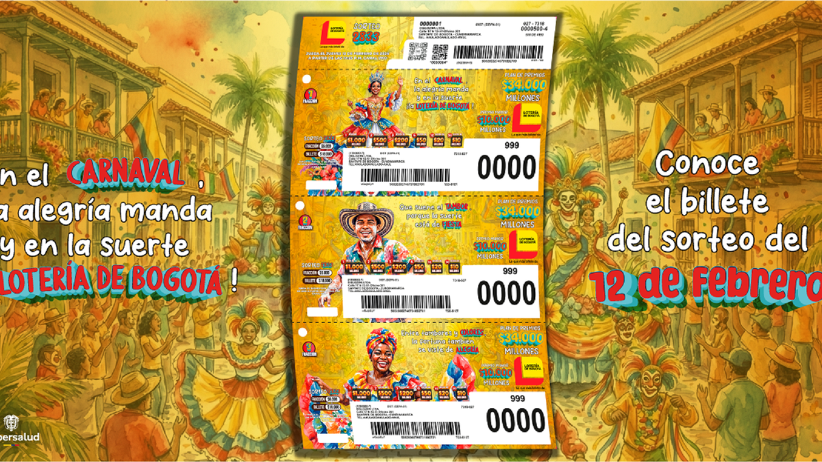Billete de la Lotería de Bogotá el 12 de febrero del 2026