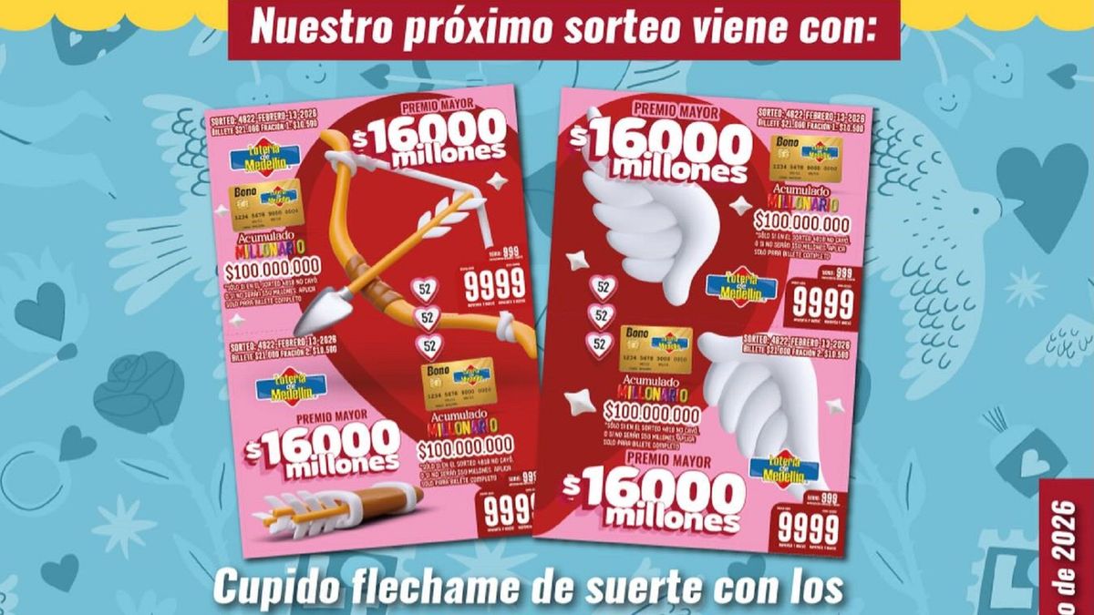 Billete Lotería de Medellín 13 de febrero 2026