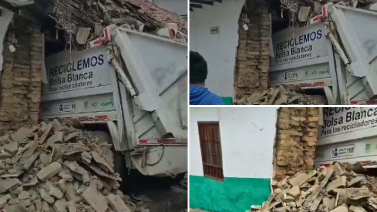 [Video] Camión de basura se metió hasta la sala de una casa en La Candelaria