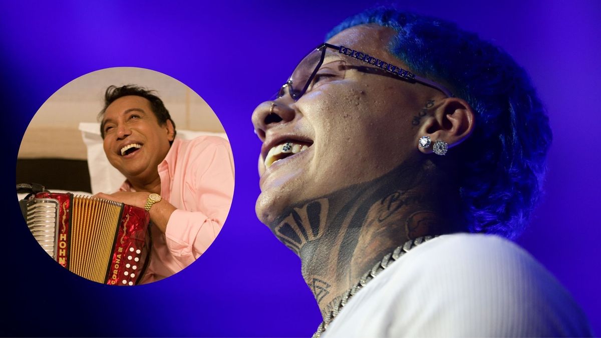 Blessd, artista urbano (fondo) - Diomedes Díaz, cantante vallenato