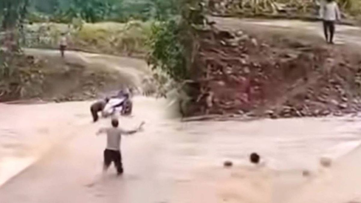 Creciente arrastró moto con dos ocupantes