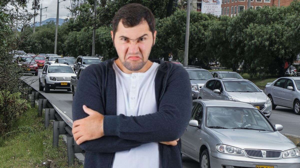 Trancón en Bogotá - hombre molesto