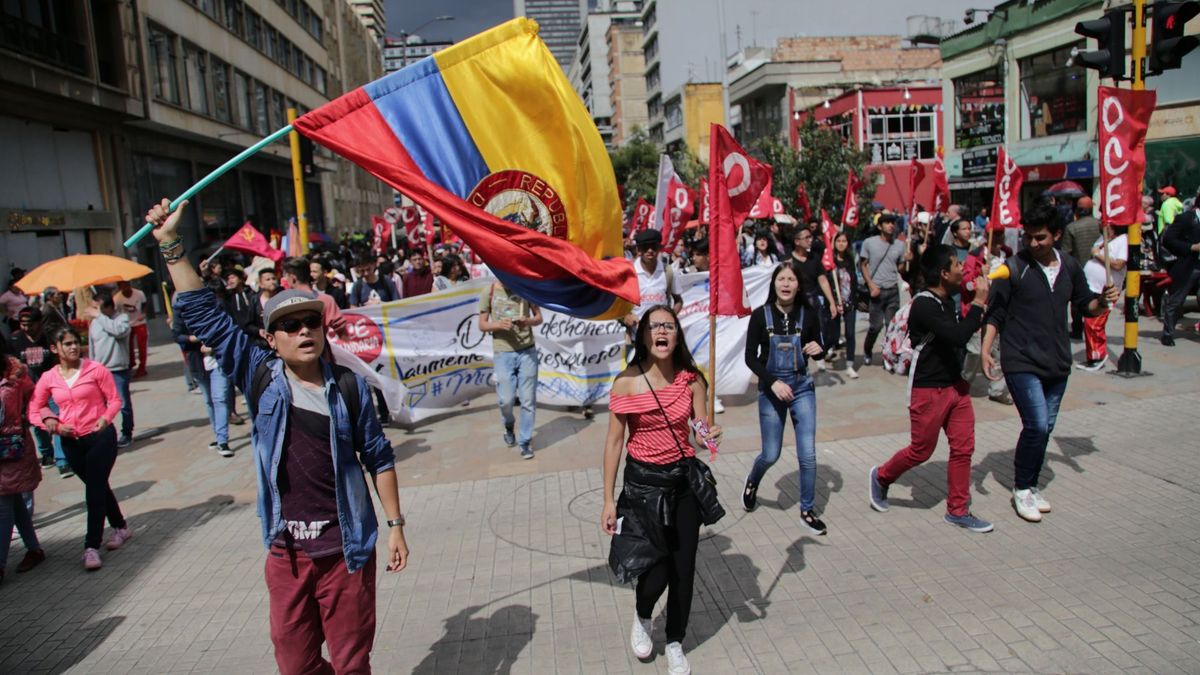 Manifestación de profesores en Bogotá