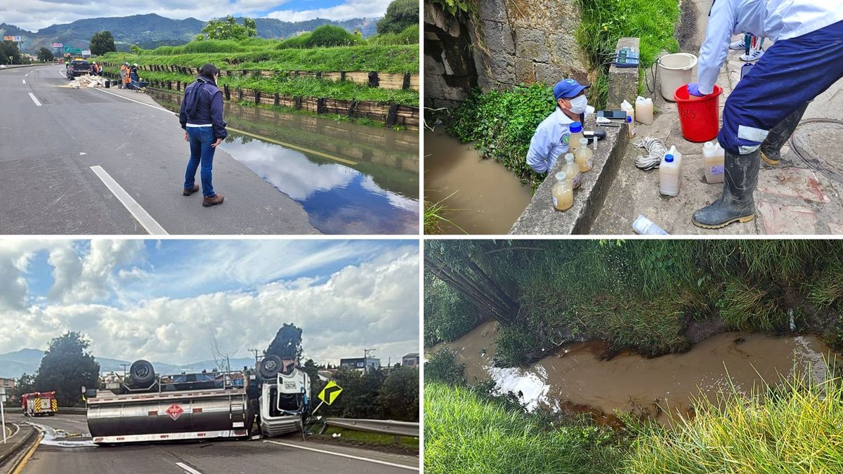 CAR atiende derrame masivo de gasolina en quebrada La Cruz en Cajicá