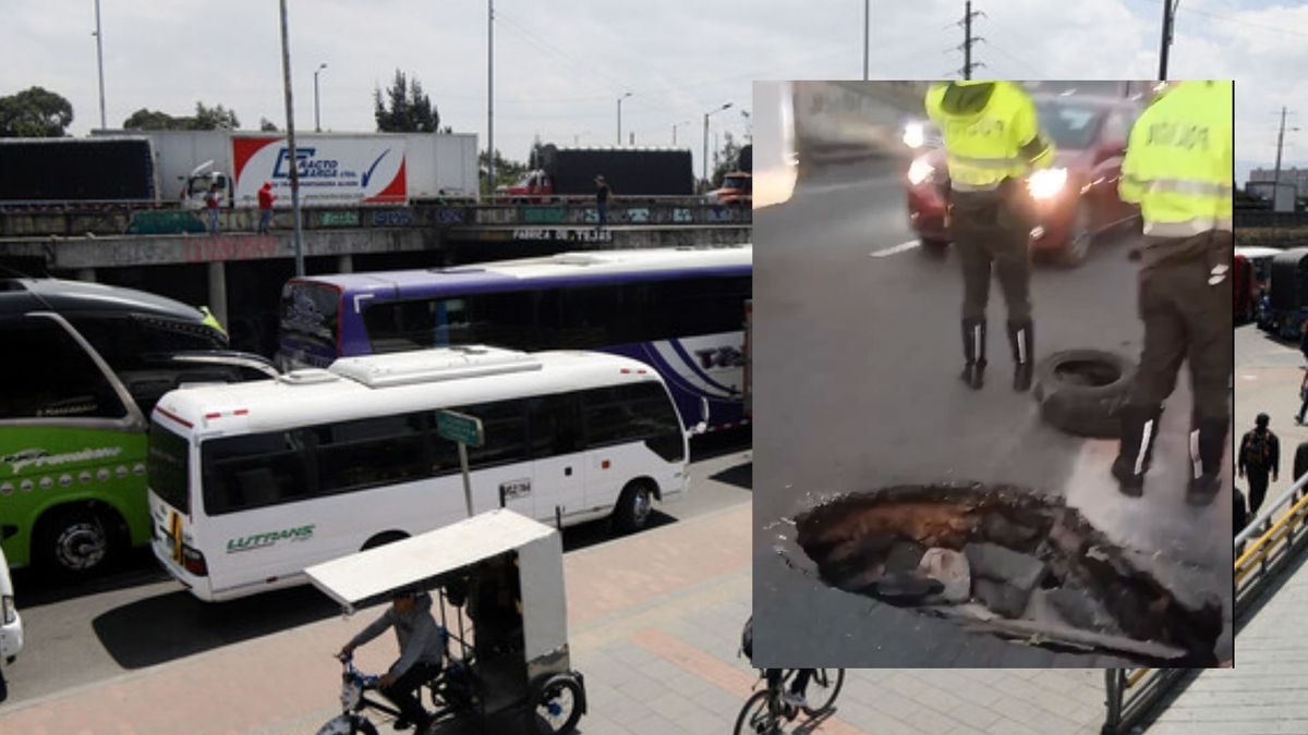 Mega hueco en la Autopista Sur tiene el tráfico frenado a los conductores les rinde más a pie