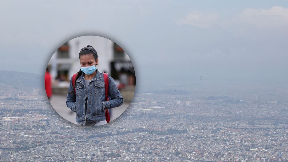 Imagen ilustrativa de una mujer usando tapabocas por la calidad del aire en Bogotá