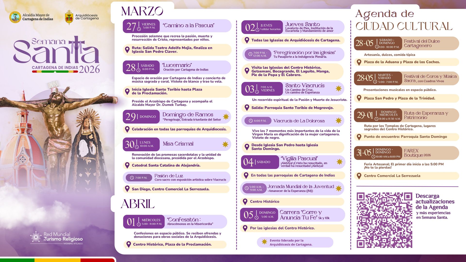 Agenda oficial de Semana Santa 2026 en Cartagena