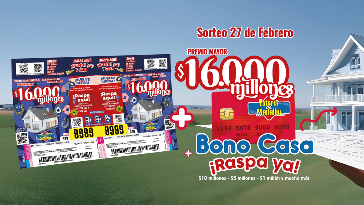 Billete Lotería de Medellín febrero 27 2026