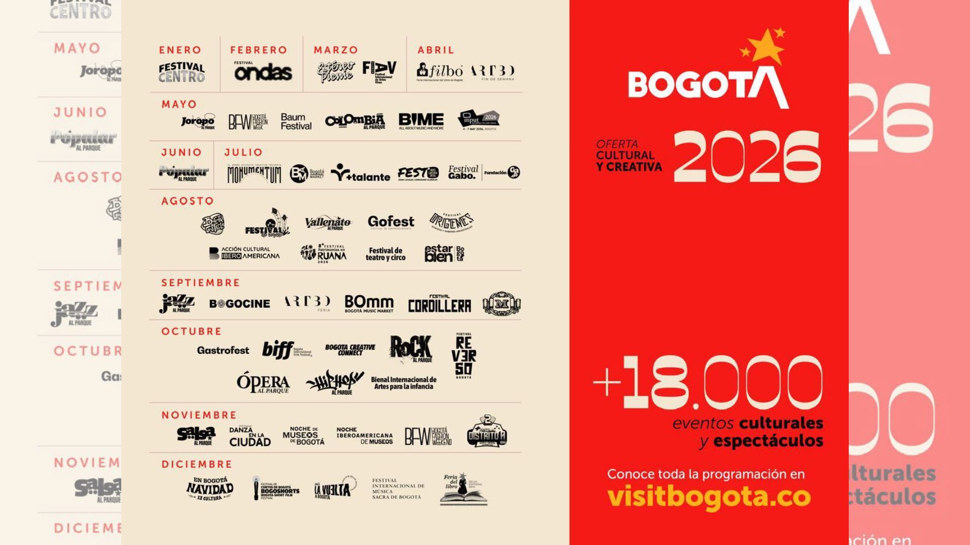 Cartel de eventos para 2026 en Bogotá