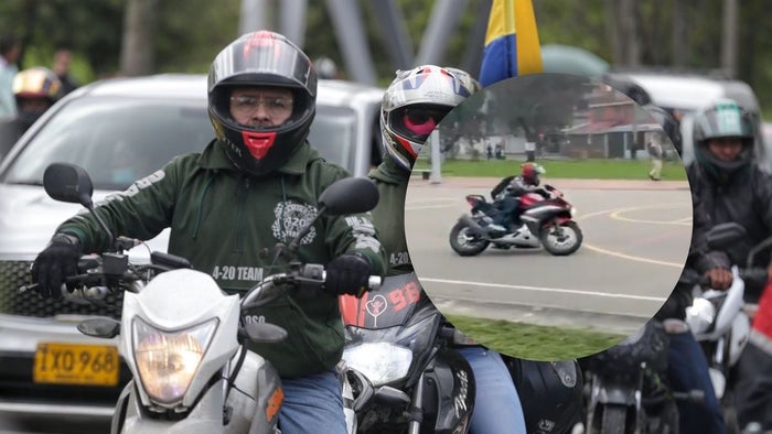 Motociclista montando en parque de Bogotá