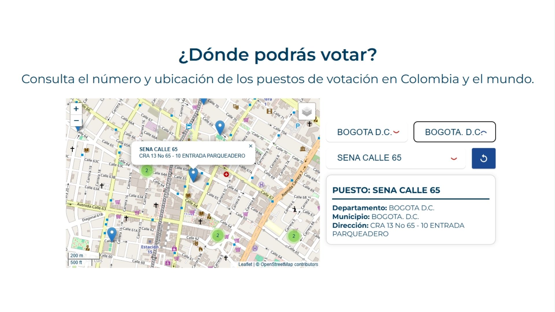 Registraduría le dice dónde puede votar - Mapa