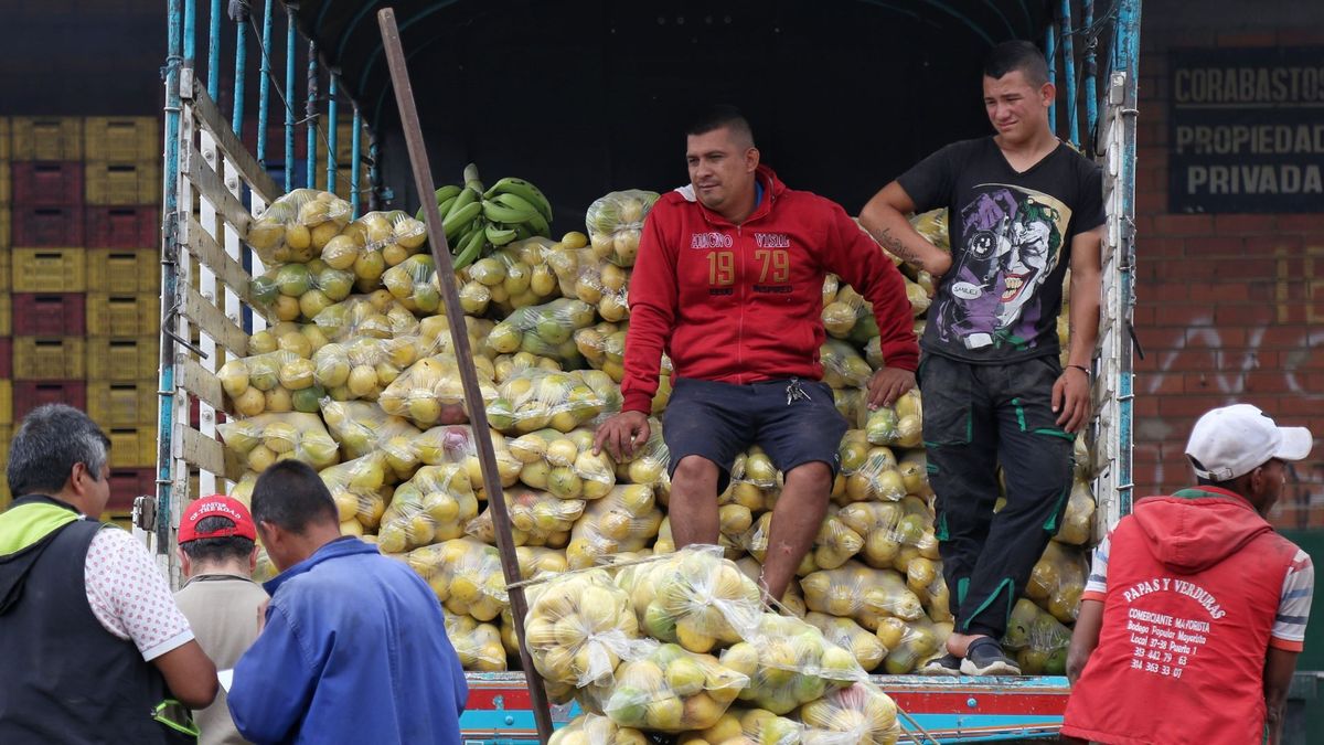 Comerciantes de Corabastos entrando sus productos a la central