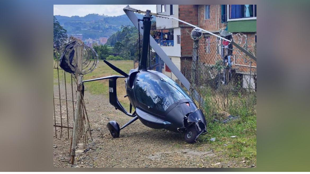 Falla de combustible provocó la caída de un girocóptero en un parqueadero de Caldas; no hubo heridos