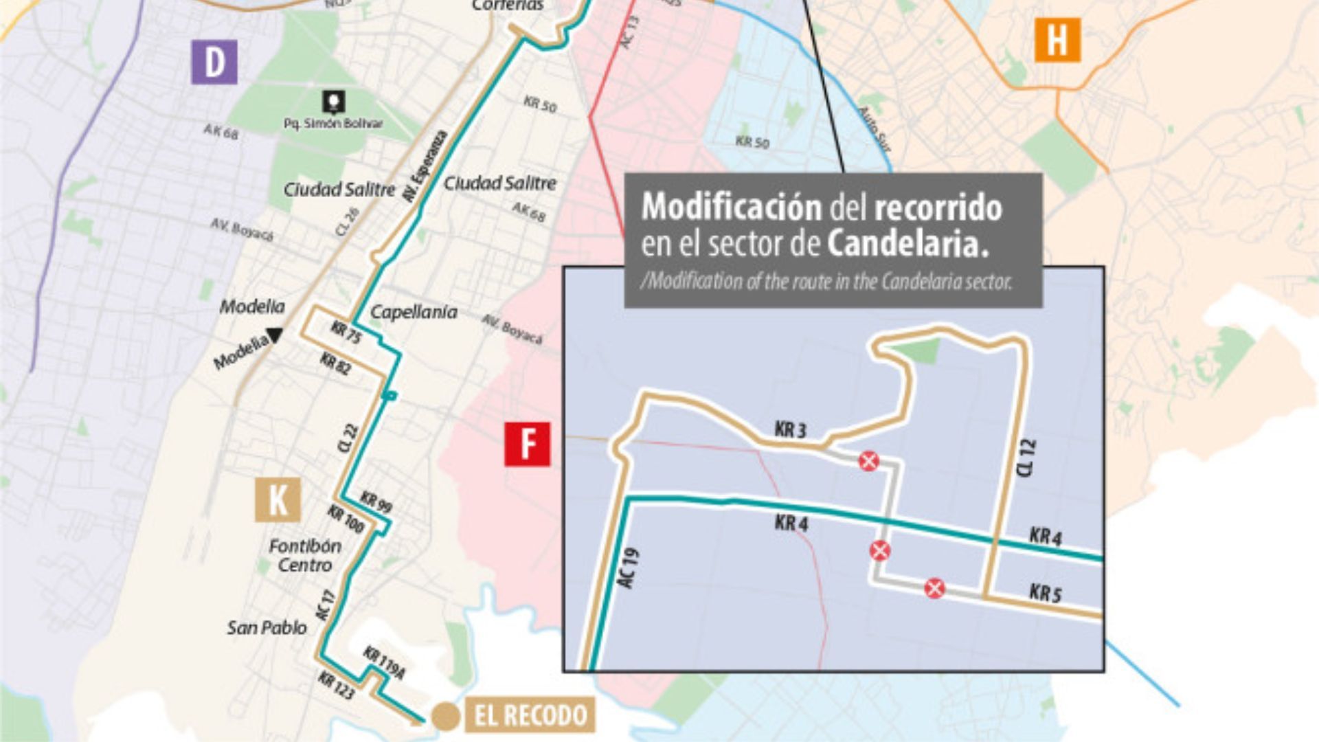 TransMilenio cambia recorrido de la ruta K307 – L307 en La Candelaria