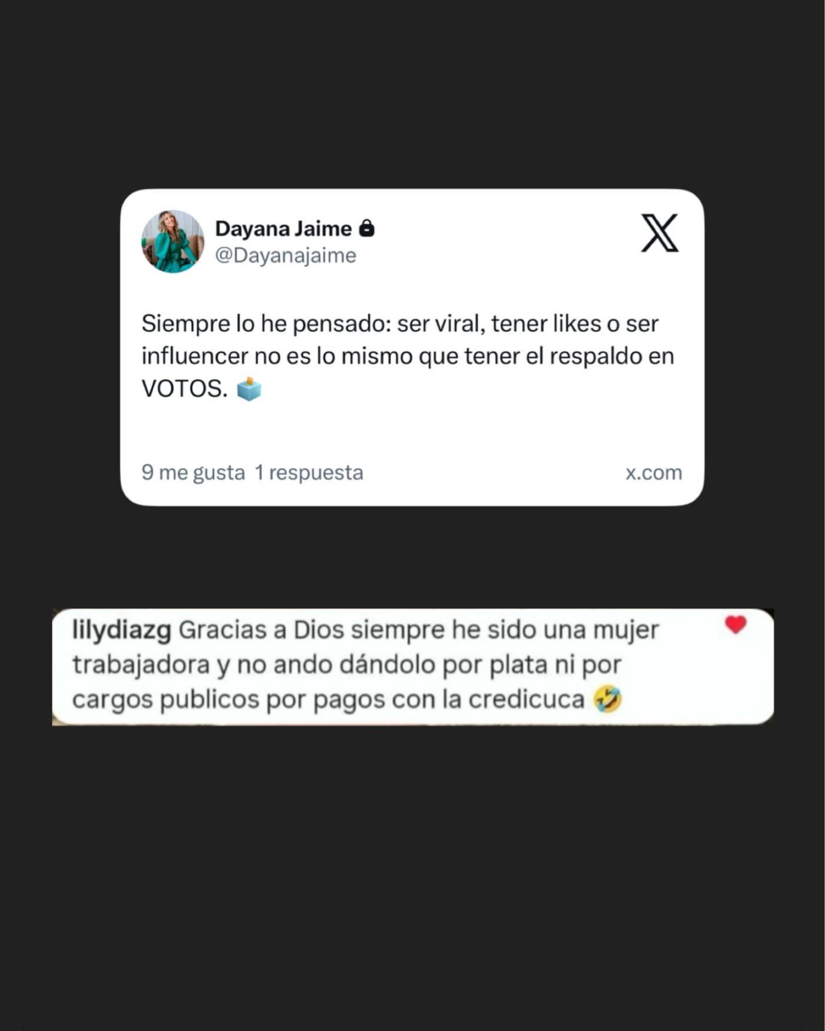 Mensaje de Lily Díaz y Dayana Jaimes