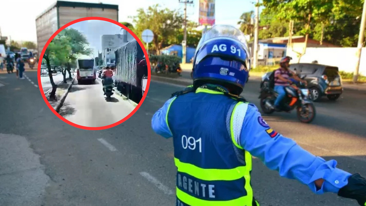 Motociclista que invadió carril exclusivo de Transcaribe