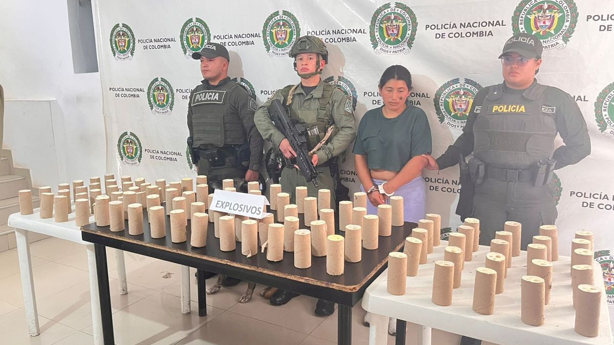 En un bus de servicio intermunicipal una mujer transportaba varias barras de pentolita