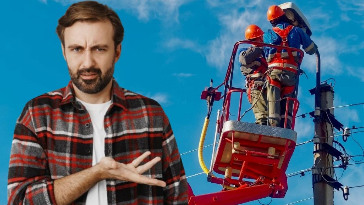 Técnicos de Enel (fondo) -hombre molesto