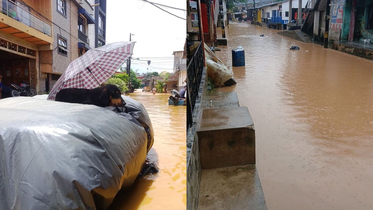 Imagénes de calles inundadas en Zaragoza, Bajo Cauca de Antioquia