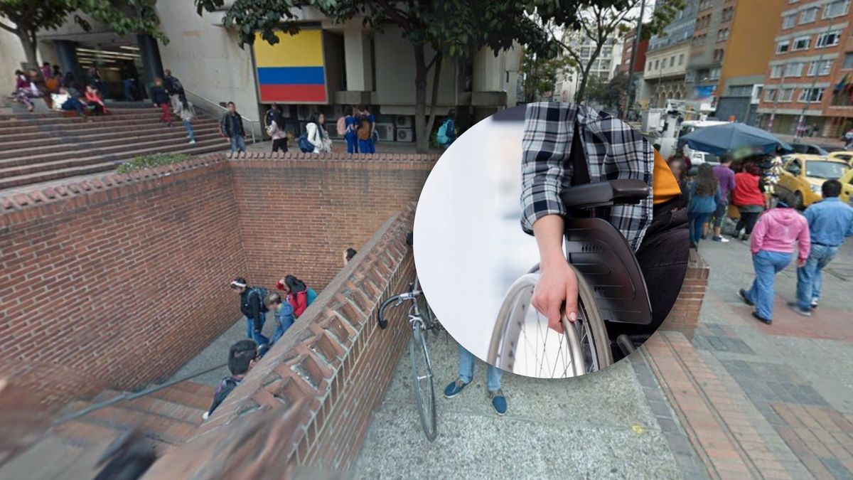 Paso subterráneo de la Javeriana y persona en condición de discapacidad