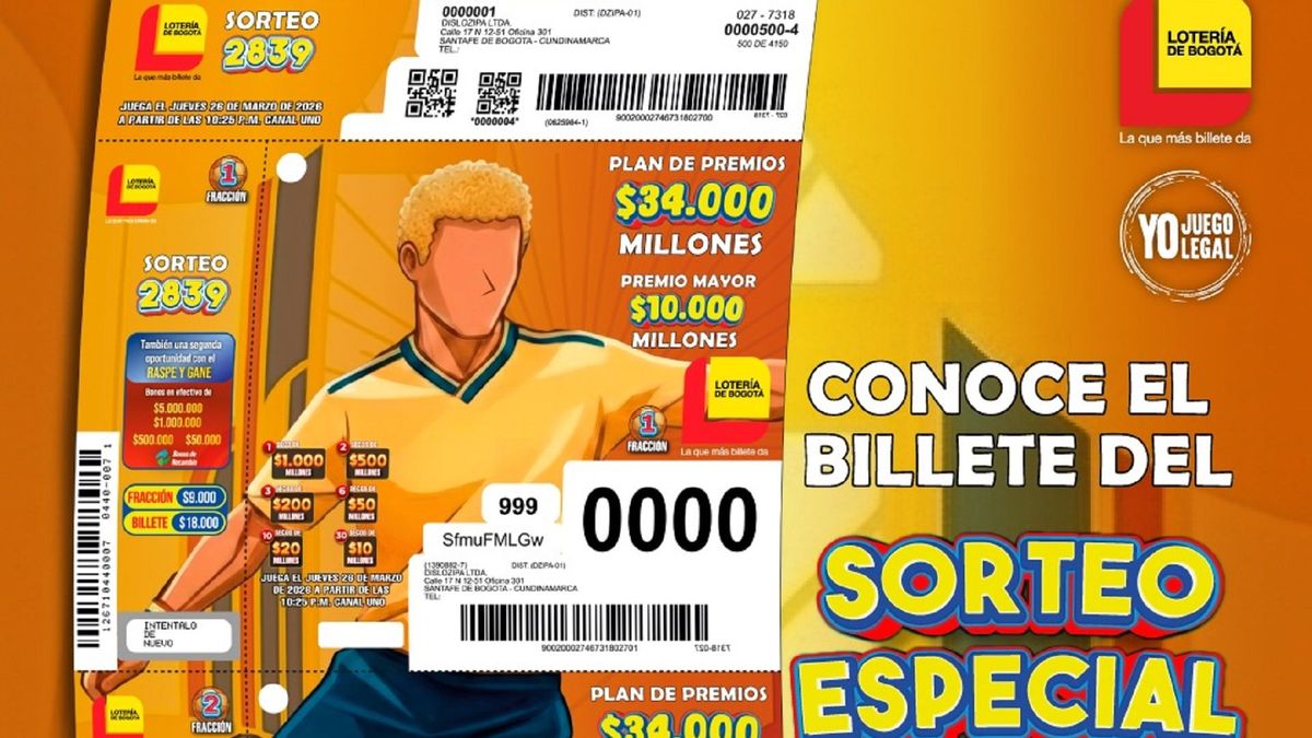 Billete Lotería de Bogotá 26 marzo