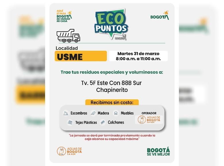 ¿Dónde están los Ecopuntos en Usme durante Semana Santa?
