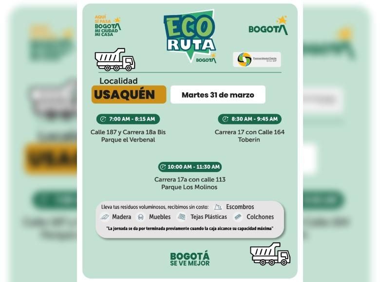 ¿Dónde estará la Ecoruta en Usaquén durante Semana Santa?