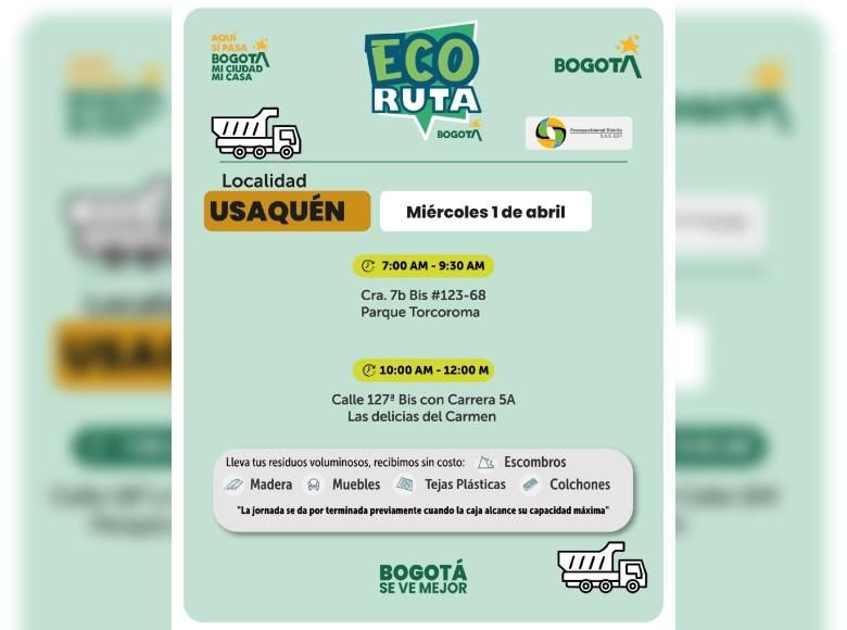 ¿Dónde estará la Ecoruta en Usaquén durante Semana Santa?